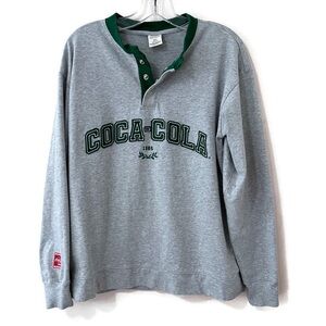 PacSun x Coca-Cola Coke Sweatshirt Size Small Grey Green 1/4 Snap SOLD OUT